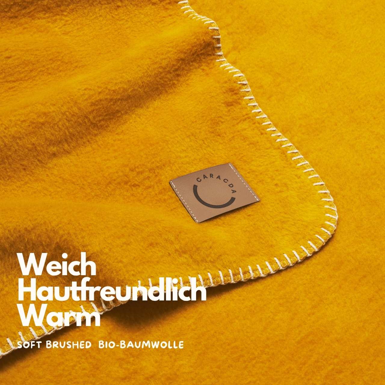 Bio-Baumwolldecke Anna Cuddle, Ockergelb