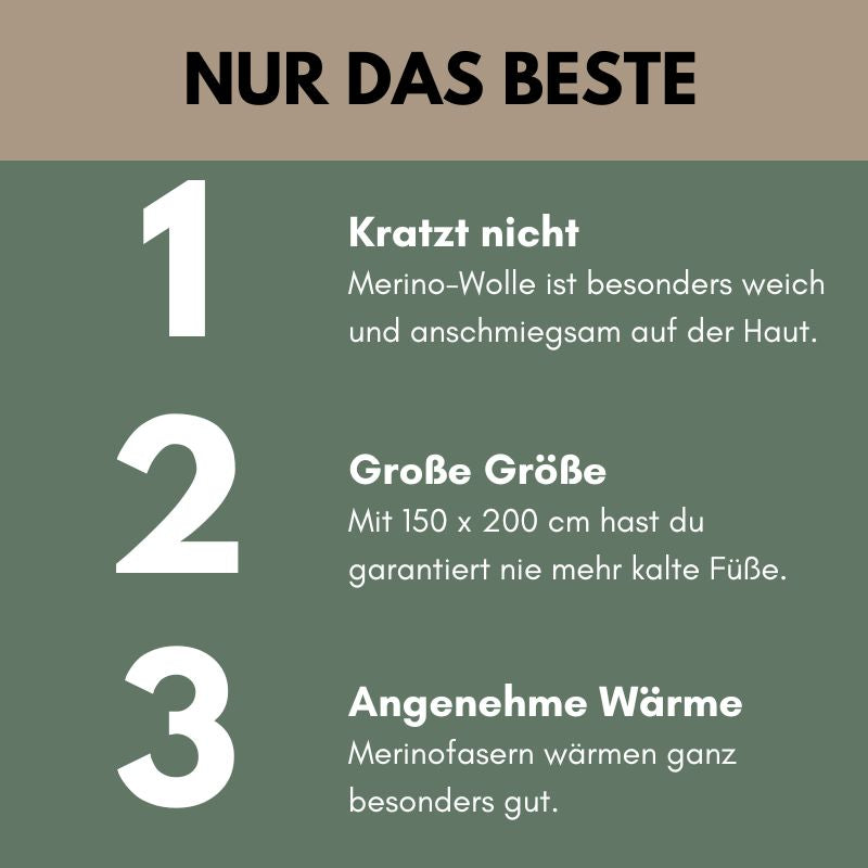 100% Merinowolle, Comfort-Size 150x200cm, Wolldecke Marie, Pastellblau