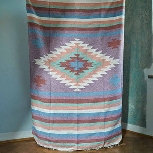 Tulum, Fair Trade Ethno-Decke Falsa, Strandtuch & Picknickdecke, Überwurf, 200x130cm, Purple Pastel