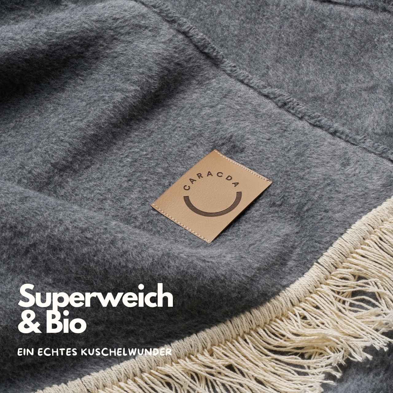 Kuscheldecke Anna Cuddle mit Fransen, Dunkelgrau
