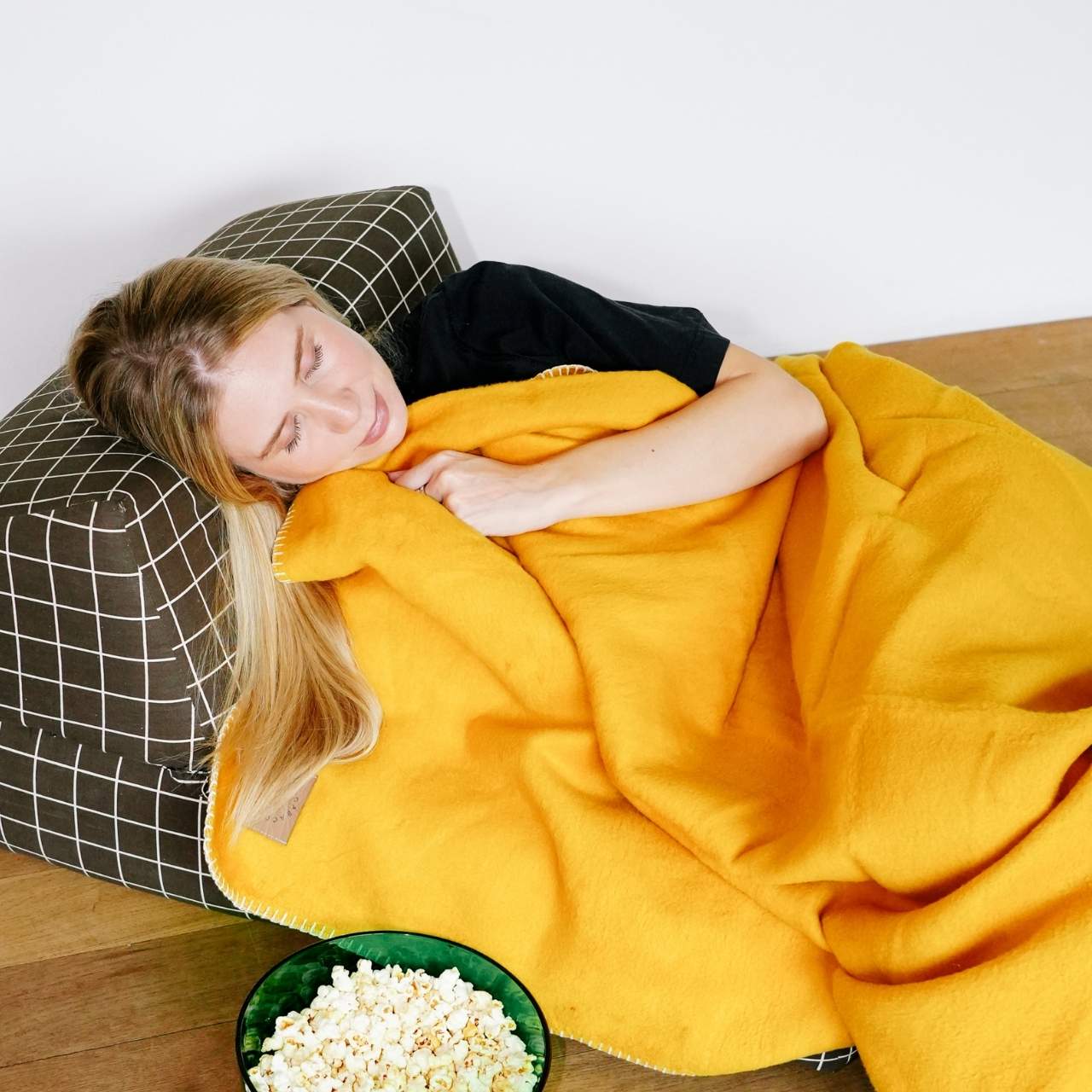 Bio-Baumwolldecke Anna Cuddle, Ockergelb