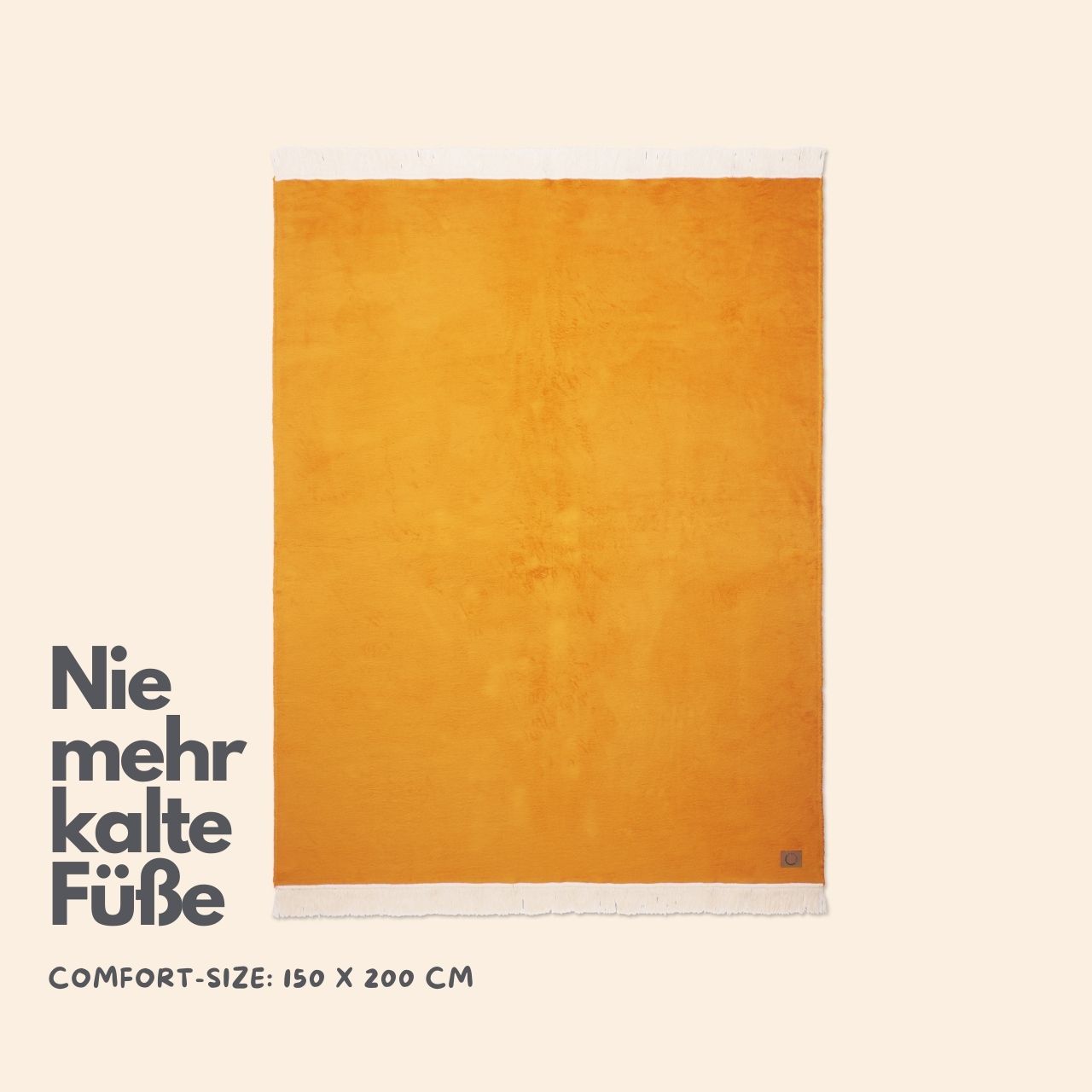 Kuscheldecke Anna Cuddle mit Fransen, Ocker-Orange